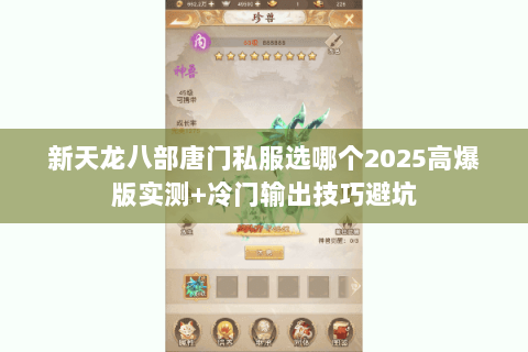 新天龙八部唐门私服选哪个2025高爆版实测+冷门输出技巧避坑 新天龙八部唐门私服选哪个2025高爆版实测+冷门输出技巧避坑