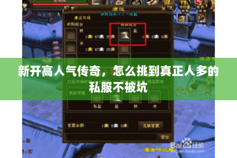 新开高人气传奇，怎么挑到真正人多的私服不被坑