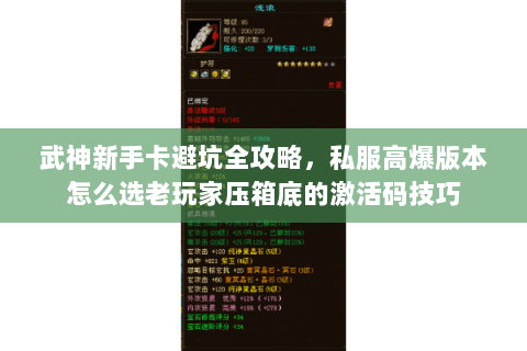 武神新手卡避坑全攻略,私服高爆版本怎么选老玩家压箱底的激活码技巧 武神新手卡避坑全攻略,私服高爆版本怎么选老玩家压箱底的激活码技巧