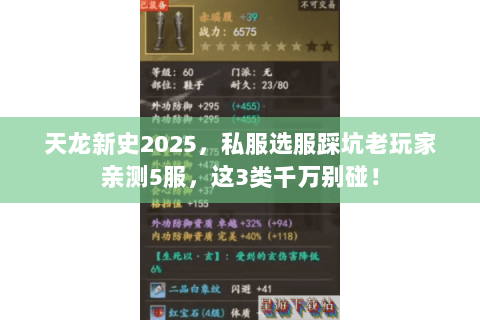 天龙新史2025,私服选服踩坑老玩家亲测5服,这3类千万别碰! 天龙新史2025,私服选服踩坑老玩家亲测5服,这3类千万别碰!