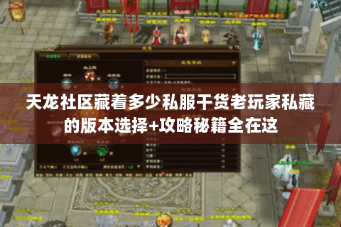 天龙社区藏着多少私服干货老玩家私藏的版本选择+攻略秘籍全在这 天龙社区藏着多少私服干货老玩家私藏的版本选择+攻略秘籍全在这