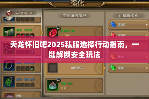 天龙怀旧吧2025私服选择行动指南，一键解锁安全玩法