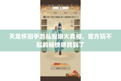 天龙怀旧手游私服爆火真相,官方玩不起的畅快感找到了 天龙怀旧手游私服爆火真相,官方玩不起的畅快感找到了