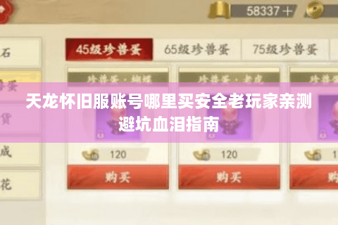 天龙怀旧服账号哪里买安全老玩家亲测避坑血泪指南 天龙怀旧服账号哪里买安全老玩家亲测避坑血泪指南