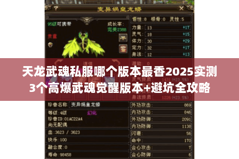 天龙武魂私服哪个版本最香2025实测3个高爆武魂觉醒版本+避坑全攻略 天龙武魂私服哪个版本最香2025实测3个高爆武魂觉醒版本+避坑全攻略