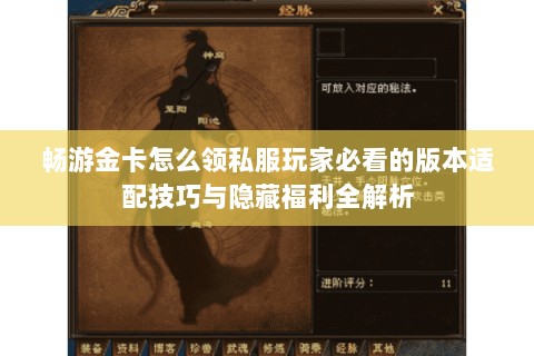 畅游金卡怎么领私服玩家必看的版本适配技巧与隐藏福利全解析 畅游金卡怎么领私服玩家必看的版本适配技巧与隐藏福利全解析