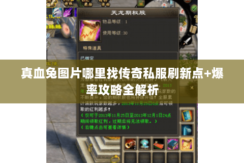 真血兔图片哪里找传奇私服刷新点+爆率攻略全解析 真血兔图片哪里找传奇私服刷新点+爆率攻略全解析