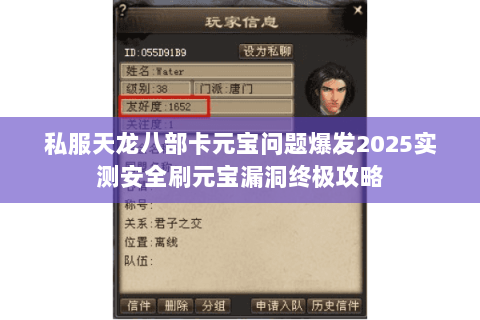 私服天龙八部卡元宝问题爆发2025实测安全刷元宝漏洞终极攻略