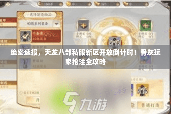 绝密速报，天龙八部私服新区开放倒计时！骨灰玩家抢注全攻略