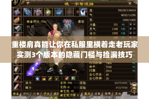 重楼肩真能让你在私服里横着走老玩家实测3个版本的隐藏门槛与捡漏技巧 重楼肩真能让你在私服里横着走老玩家实测3个版本的隐藏门槛与捡漏技巧