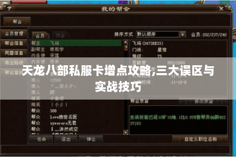 天龙八部私服卡增点攻略,三大误区与实战技巧 天龙八部私服卡增点攻略,三大误区与实战技巧