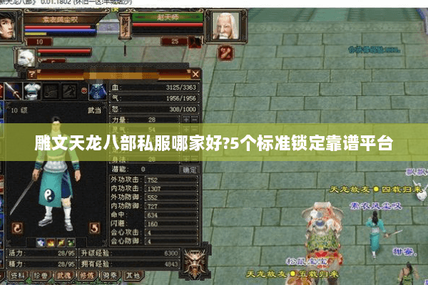 雕文天龙八部私服哪家好?5个标准锁定靠谱平台 雕文天龙八部私服哪家好?5个标准锁定靠谱平台