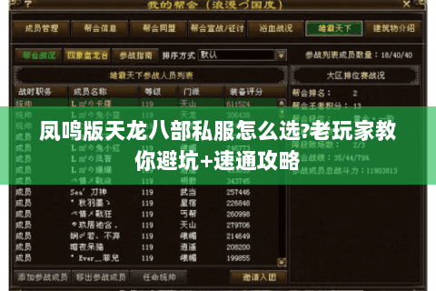 凤鸣版天龙八部私服怎么选?老玩家教你避坑+速通攻略 凤鸣版天龙八部私服怎么选?老玩家教你避坑+速通攻略