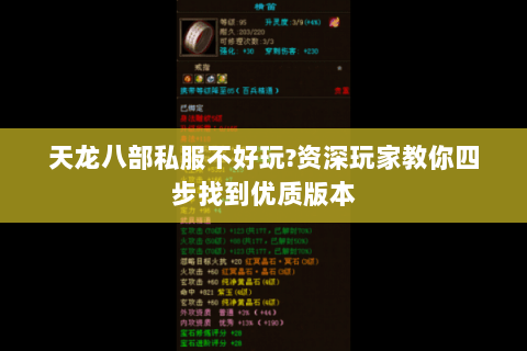 天龙八部私服不好玩?资深玩家教你四步找到优质版本 天龙八部私服不好玩?资深玩家教你四步找到优质版本