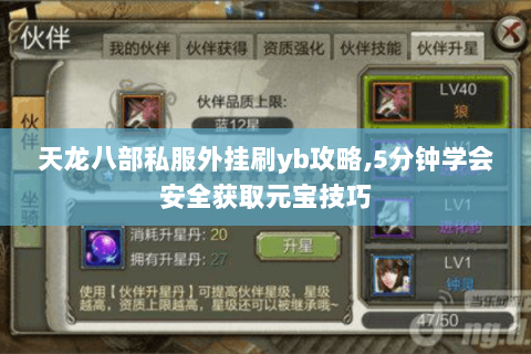 天龙八部私服外挂刷yb攻略,5分钟学会安全获取元宝技巧 天龙八部私服外挂刷yb攻略,5分钟学会安全获取元宝技巧