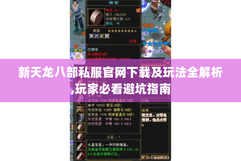 新天龙八部私服官网下载及玩法全解析,玩家必看避坑指南 新天龙八部私服官网下载及玩法全解析,玩家必看避坑指南
