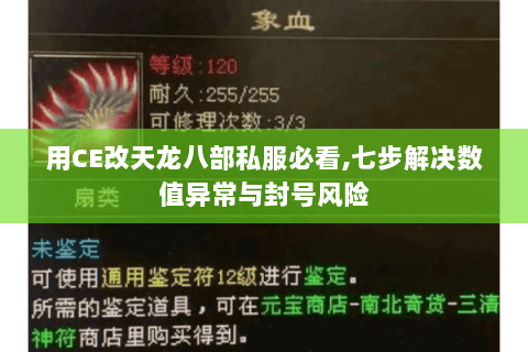 用CE改天龙八部私服必看,七步解决数值异常与封号风险