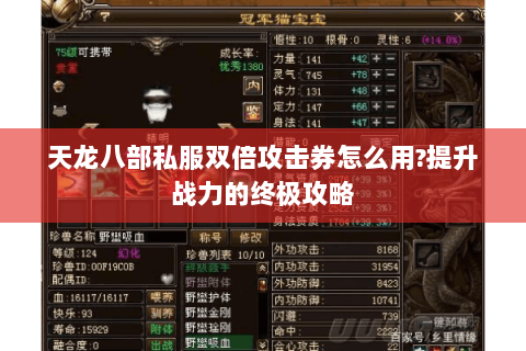 天龙八部私服双倍攻击券怎么用?提升战力的终极攻略