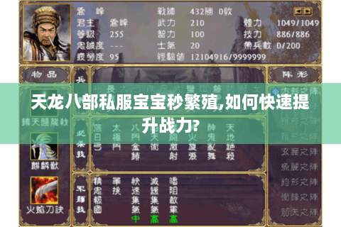 天龙八部私服宝宝秒繁殖,如何快速提升战力? 天龙八部私服宝宝秒繁殖,如何快速提升战力?