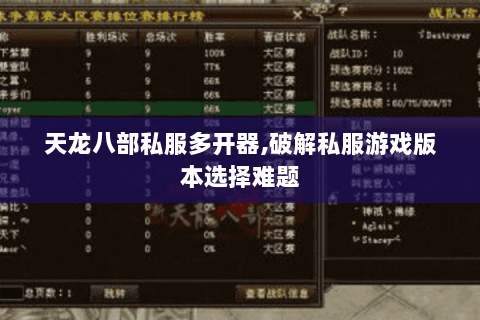 天龙八部私服多开器,破解私服游戏版本选择难题 天龙八部私服多开器,破解私服游戏版本选择难题