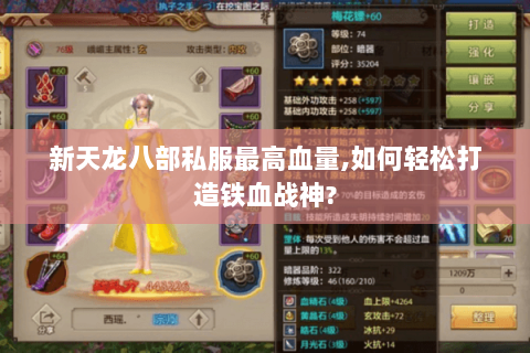 新天龙八部私服最高血量,如何轻松打造铁血战神? 新天龙八部私服最高血量,如何轻松打造铁血战神?