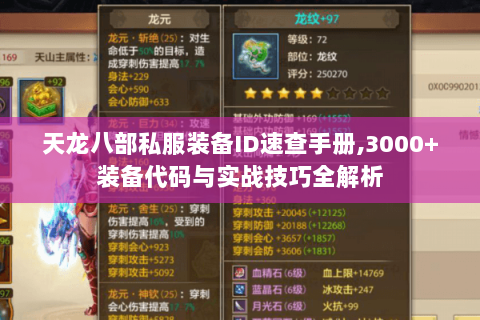 天龙八部私服装备ID速查手册,3000+装备代码与实战技巧全解析 天龙八部私服装备ID速查手册,3000+装备代码与实战技巧全解析