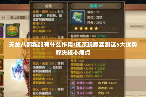 天龙八部私服有什么作用?资深玩家实测这5大优势解决核心痛点 天龙八部私服有什么作用?资深玩家实测这5大优势解决核心痛点