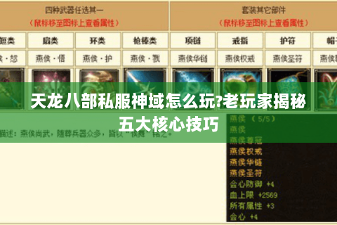 天龙八部私服神域怎么玩?老玩家揭秘五大核心技巧 天龙八部私服神域怎么玩?老玩家揭秘五大核心技巧