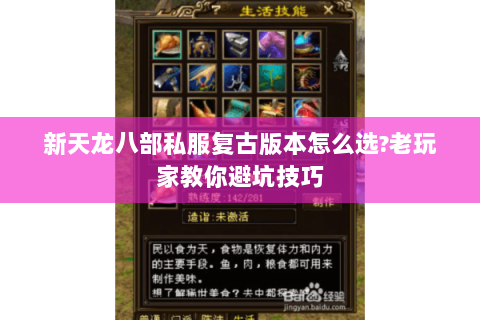 新天龙八部私服复古版本怎么选?老玩家教你避坑技巧