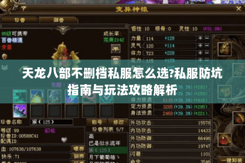 天龙八部不删档私服怎么选?私服防坑指南与玩法攻略解析 天龙八部不删档私服怎么选?私服防坑指南与玩法攻略解析