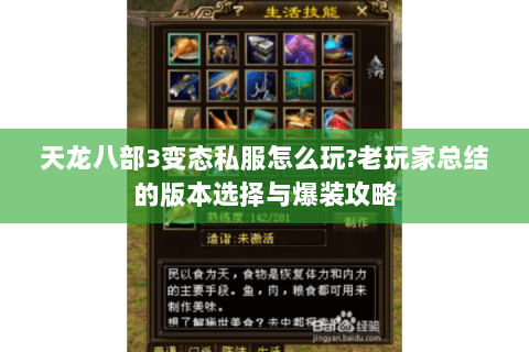 天龙八部3变态私服怎么玩?老玩家总结的版本选择与爆装攻略 天龙八部3变态私服怎么玩?老玩家总结的版本选择与爆装攻略