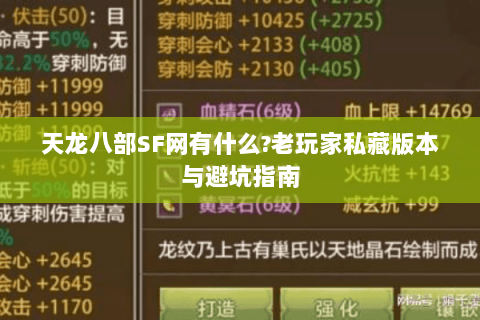 天龙八部SF网有什么?老玩家私藏版本与避坑指南 天龙八部SF网有什么?老玩家私藏版本与避坑指南