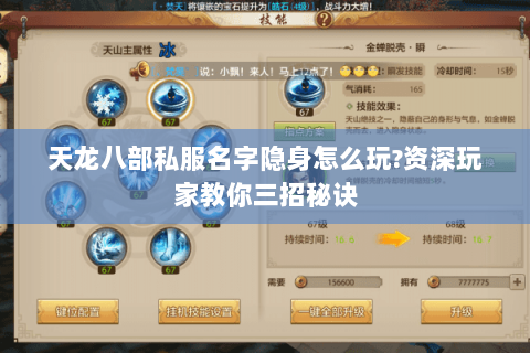 天龙八部私服名字隐身怎么玩?资深玩家教你三招秘诀 天龙八部私服名字隐身怎么玩?资深玩家教你三招秘诀