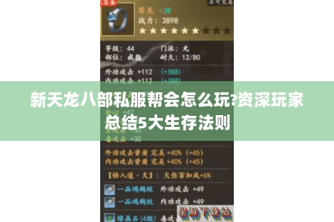 新天龙八部私服帮会怎么玩?资深玩家总结5大生存法则 新天龙八部私服帮会怎么玩?资深玩家总结5大生存法则