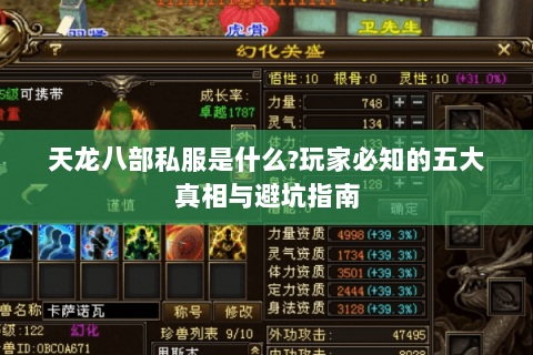 天龙八部私服是什么?玩家必知的五大真相与避坑指南 天龙八部私服是什么?玩家必知的五大真相与避坑指南