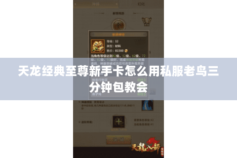 天龙经典至尊新手卡怎么用私服老鸟三分钟包教会 天龙经典至尊新手卡怎么用私服老鸟三分钟包教会