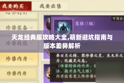 天龙经典服攻略大全,萌新避坑指南与版本差异解析 天龙经典服攻略大全,萌新避坑指南与版本差异解析