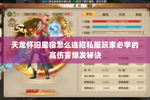 天龙怀旧星宿怎么连招私服玩家必学的高伤害爆发秘诀 天龙怀旧星宿怎么连招私服玩家必学的高伤害爆发秘诀