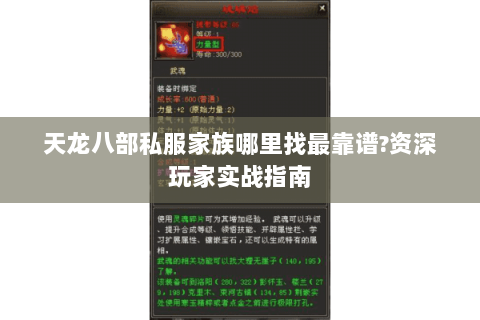 天龙八部私服家族哪里找最靠谱?资深玩家实战指南 天龙八部私服家族哪里找最靠谱?资深玩家实战指南